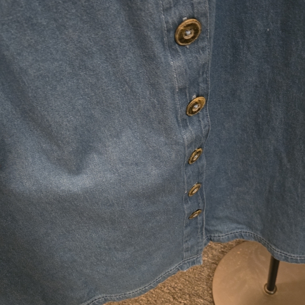 Vtg Blair Denim Blue Button-Down Maxi Dress Or Duster. B 20 W 20 H 28 Lgth 45. - Picture 8 of 12